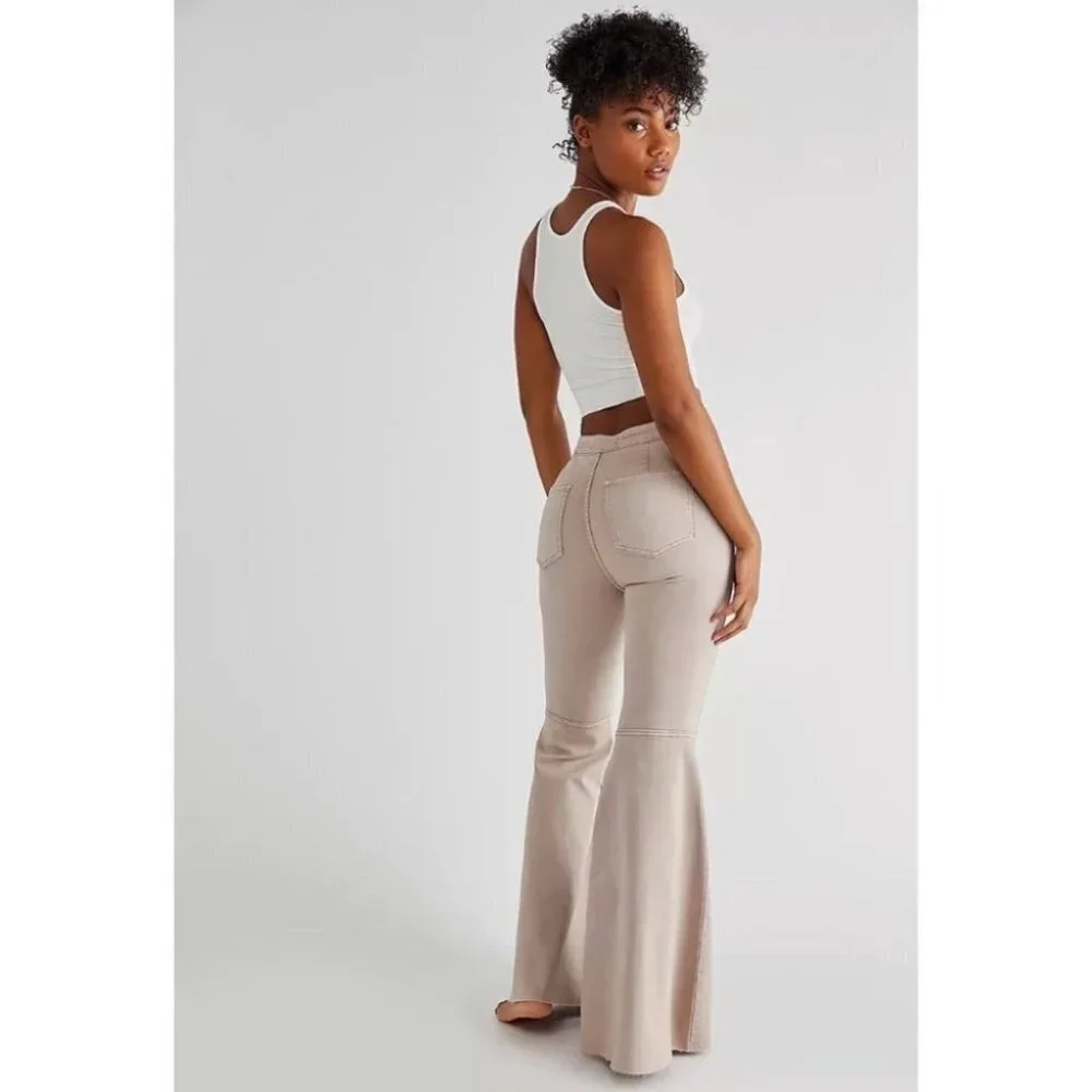 NWT Free People Just Float On Flare Jeans Tan 28